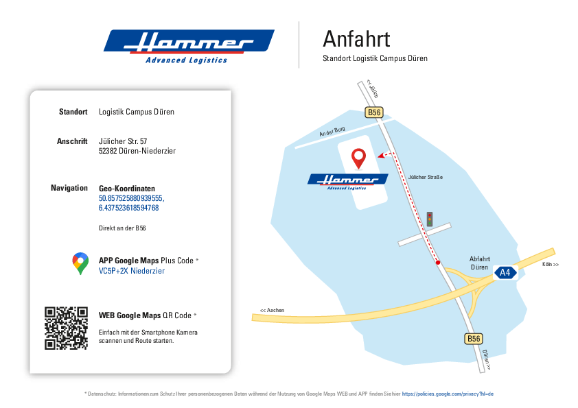 [Translate to English:] Anfahrtsskizze Logistik Campus Düren