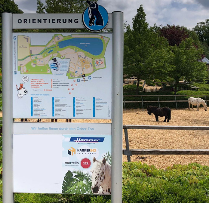 Ponybahn Hinweisschild im Aachener Tierpark Euregiozoo